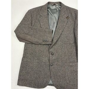VTG Stafford Donegal Tweed Sport Coat Suede Elbow Patches Hunting Collar 44L